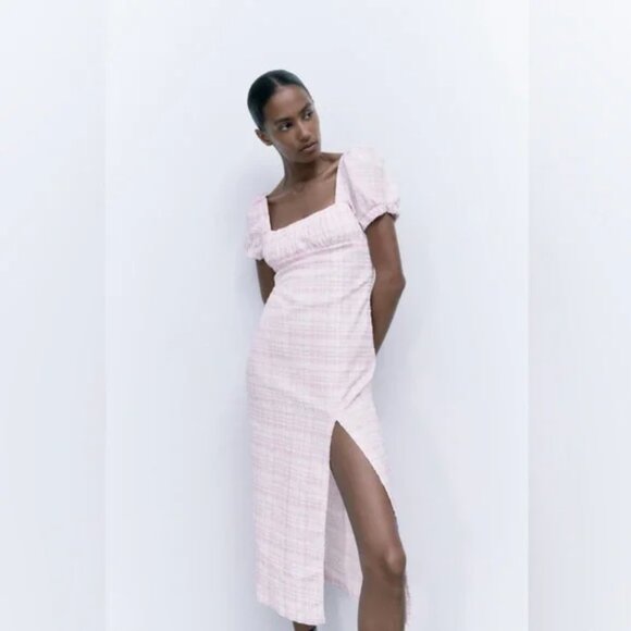Zara Textured Midi Dress XS - Picture 2 of 7